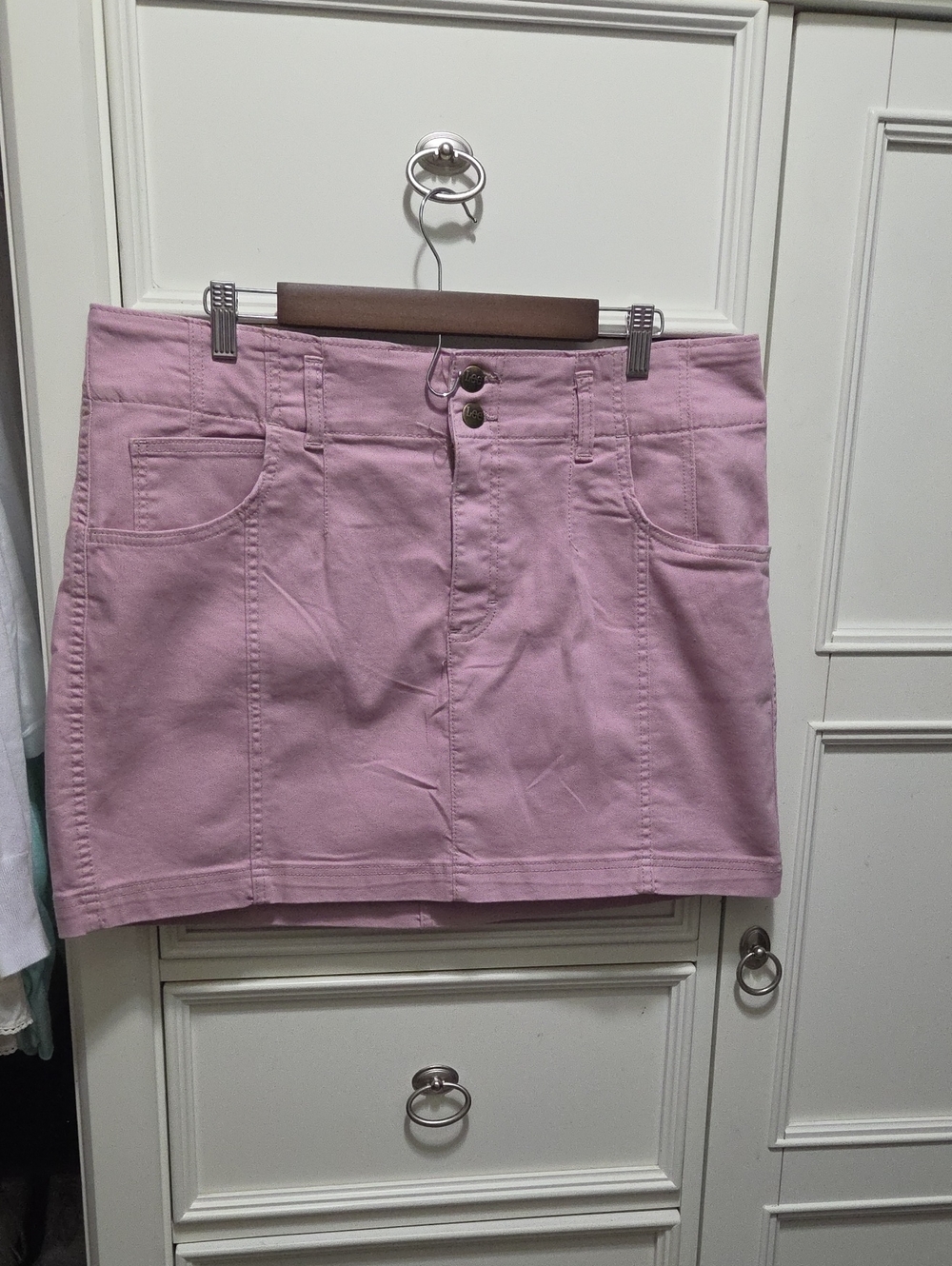 Lee Pink Denim Mini Skirt with Front Pockets